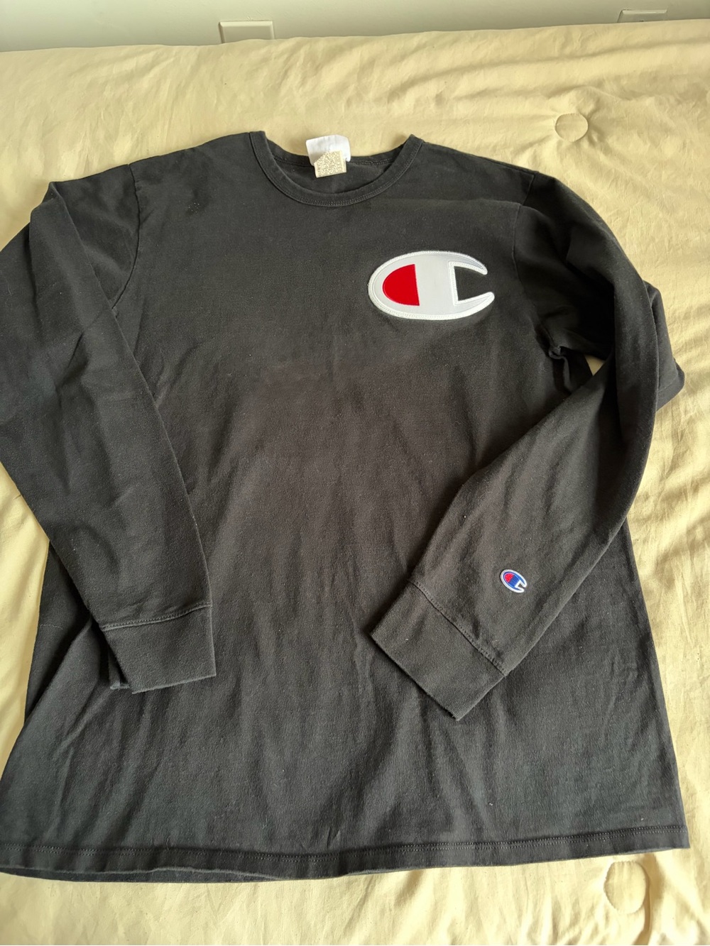 Champion Heritage Big C Logo Long Sleeve Shirt Black Men's XL
